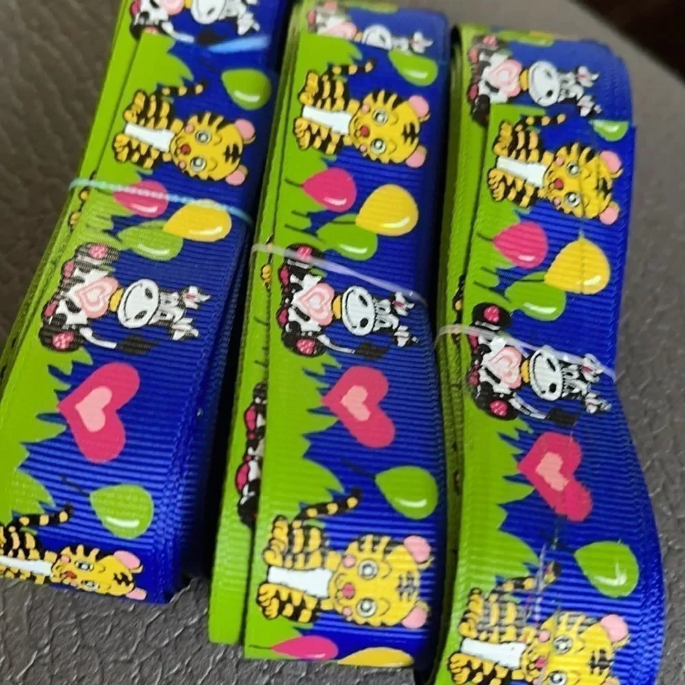 Grosgrain Ribbon 7/8” 5 yards 5/$20 Zoo party balloons cow dog birthday hearts